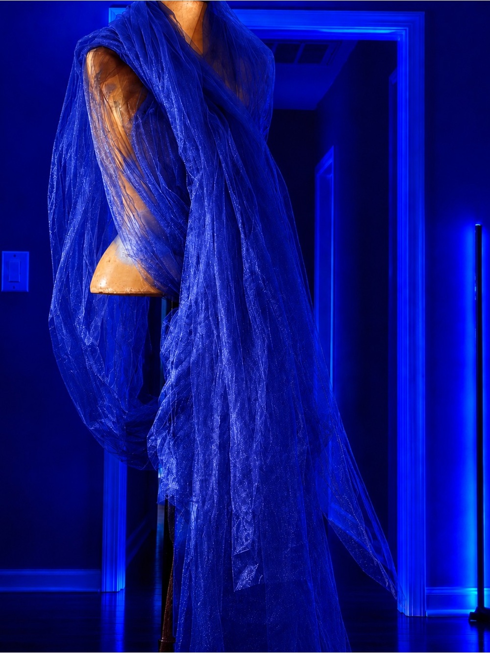 Sheer Draped Tunic Wrap in Royal Blue - Women’s Tunic